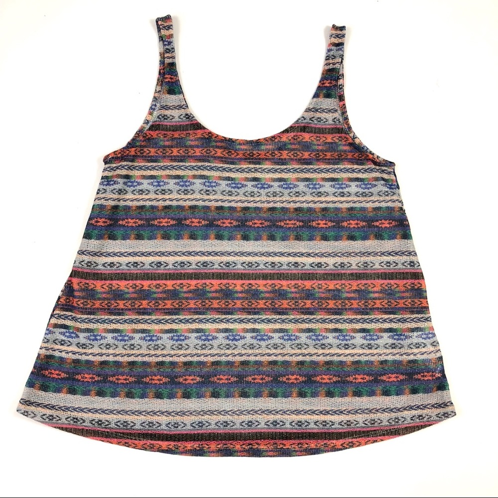 ZARA Trafaluc Knit Tank Top Tribal Geometric Print